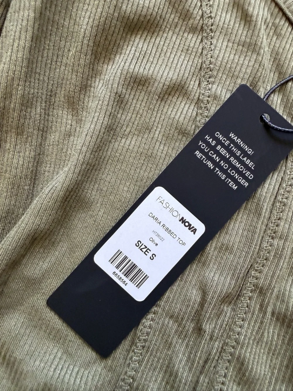 Fashion Nova Olive Ribbed Long Sleeve Top